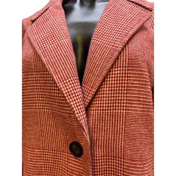 Avec Les Filles Wool Blend Red Plaid Coat S - Picture 7 of 10